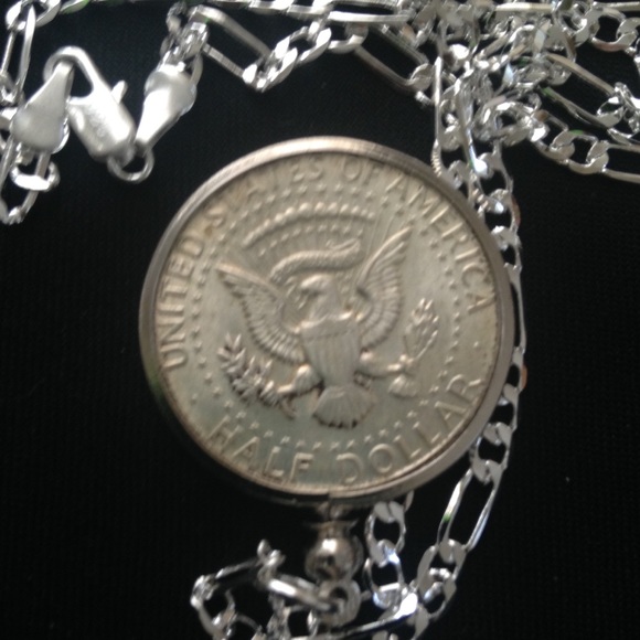 1966 40% Silver Half Dollar Coin, 18in 925 Chain - Picture 2 of 7